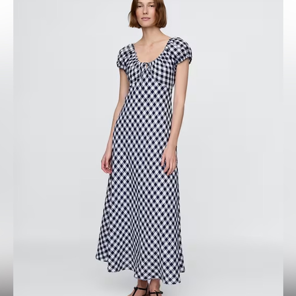 Gap × DÔEN 100% Linen Gingham Midi Dress